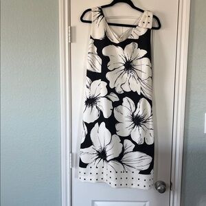 Talbots Floral Black and White Sleeveless Dress